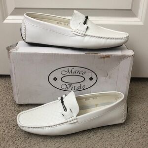 White faux Leather Men’s Slip-On Loafers